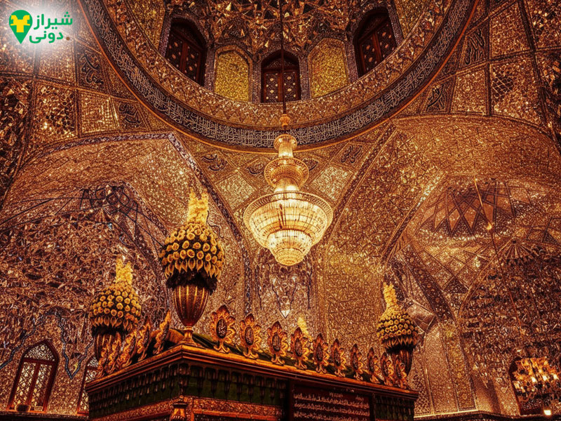 معماری داخل حرم علی ابن حمزه در شیراز