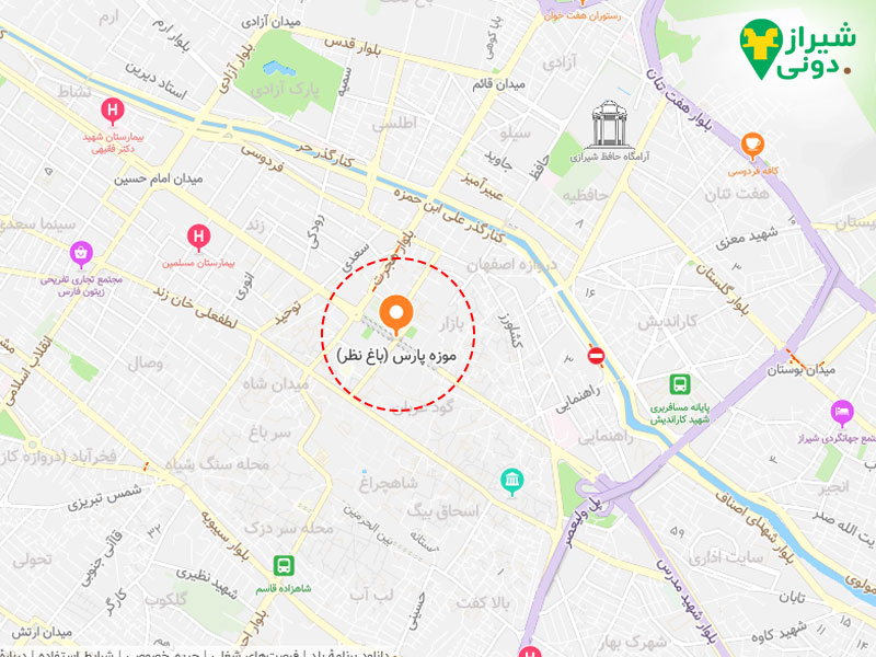 باغ نظر شیراز کجاست؟ روی نقشه