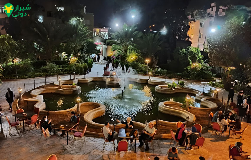 حوض پنج پر و مسیر مارپیچ در محوطه عمارت شاپوری