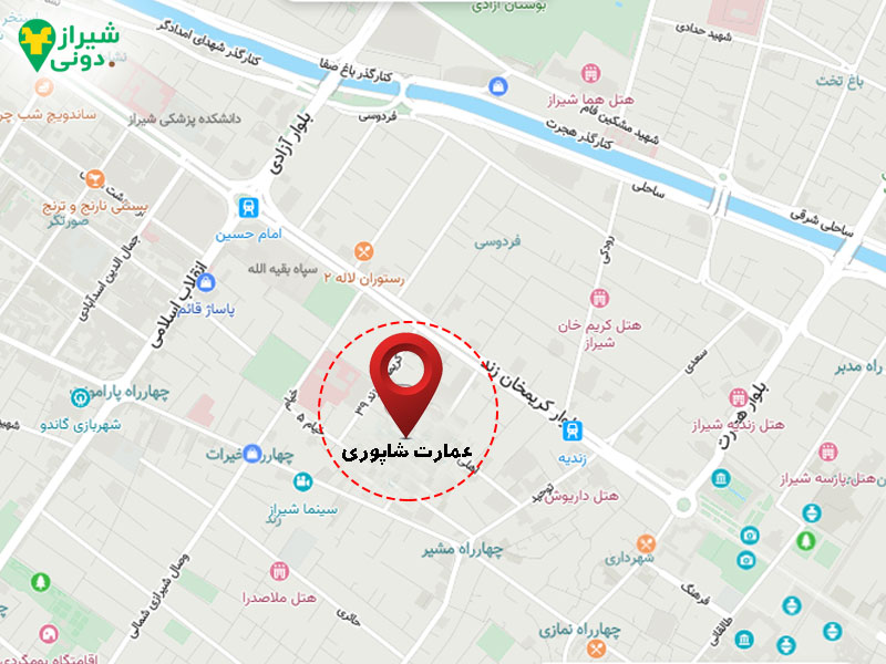 عمارت شاپوری کجاست؟ روی نقشه