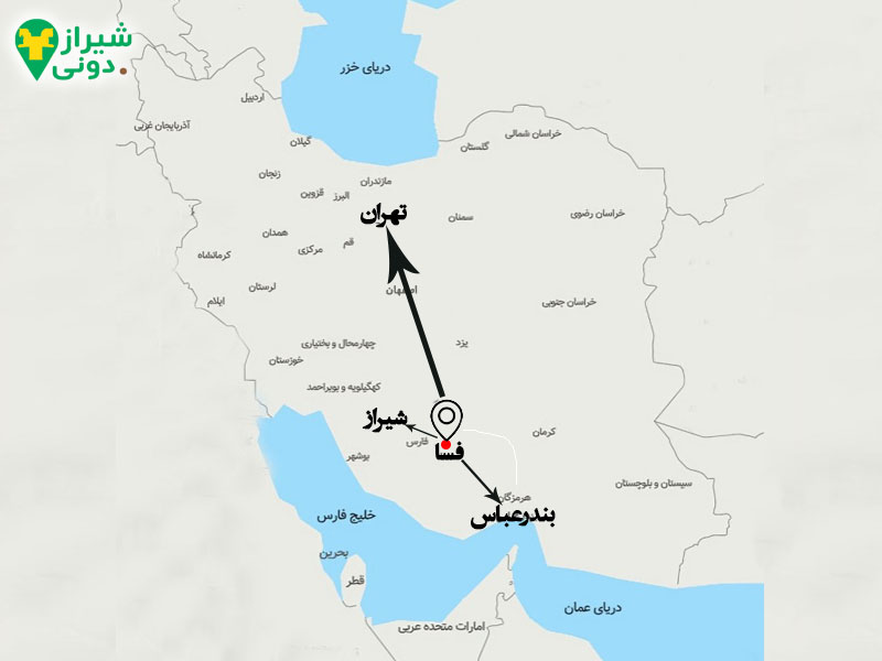 فاصله فسا تا چند شهر مهم