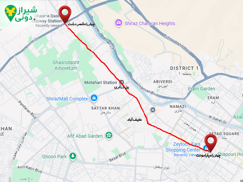 قصردشت شیراز کجاست؟ موقعیت روی نقشه