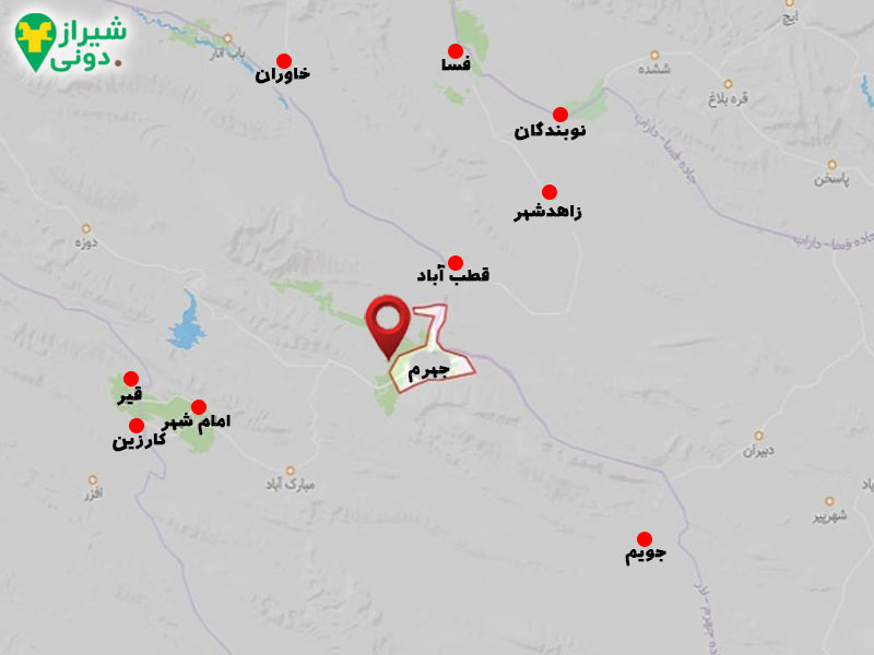 نقشه شهر جهرم و محله‌ها روی نقشه