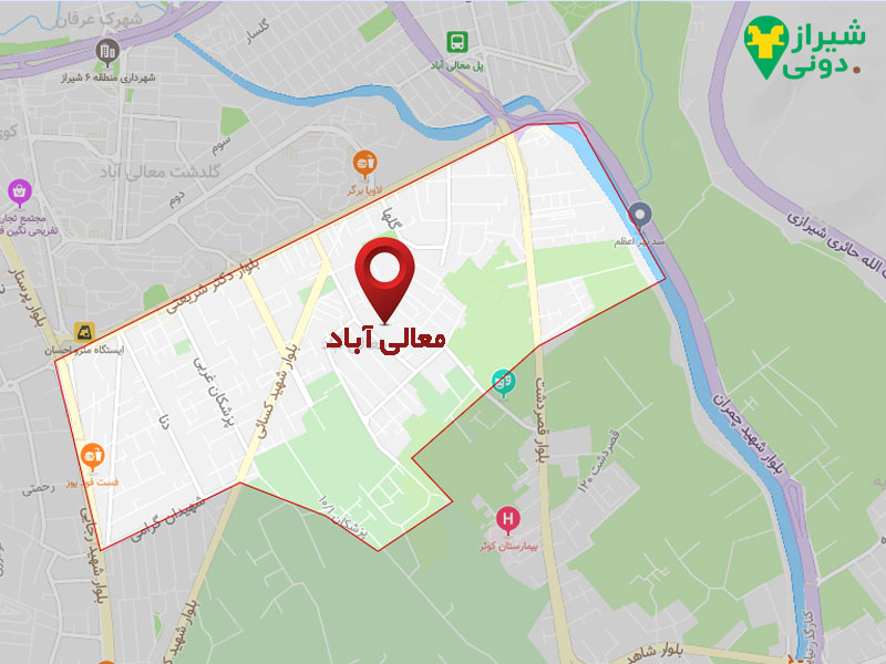 محدوده و نقشه محله معالی‌آباد